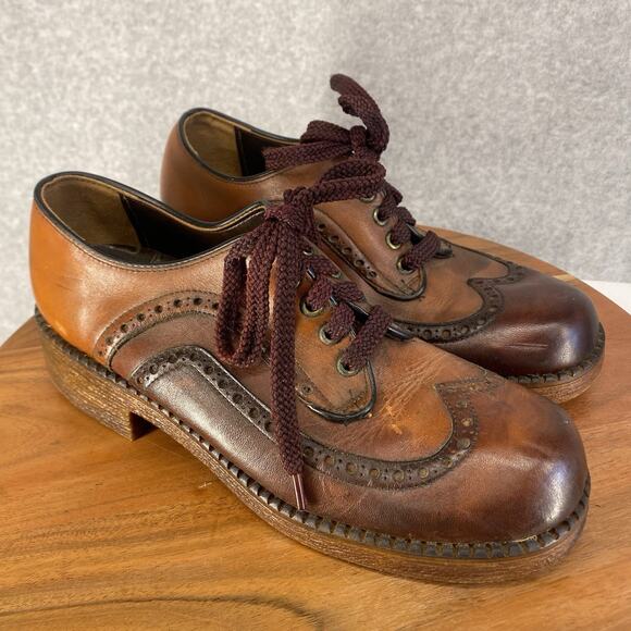 👞 Vintage 70s Two-Tone Brogue Oxfords Men’s 10 – Mod Rockabilly Style 🤎 - Picture 14 of 14